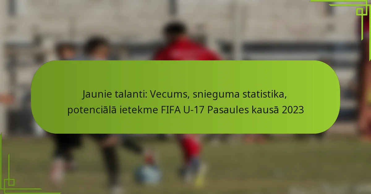 Jaunie talanti: Vecums, snieguma statistika, potenciālā ietekme FIFA U-17 Pasaules kausā 2023