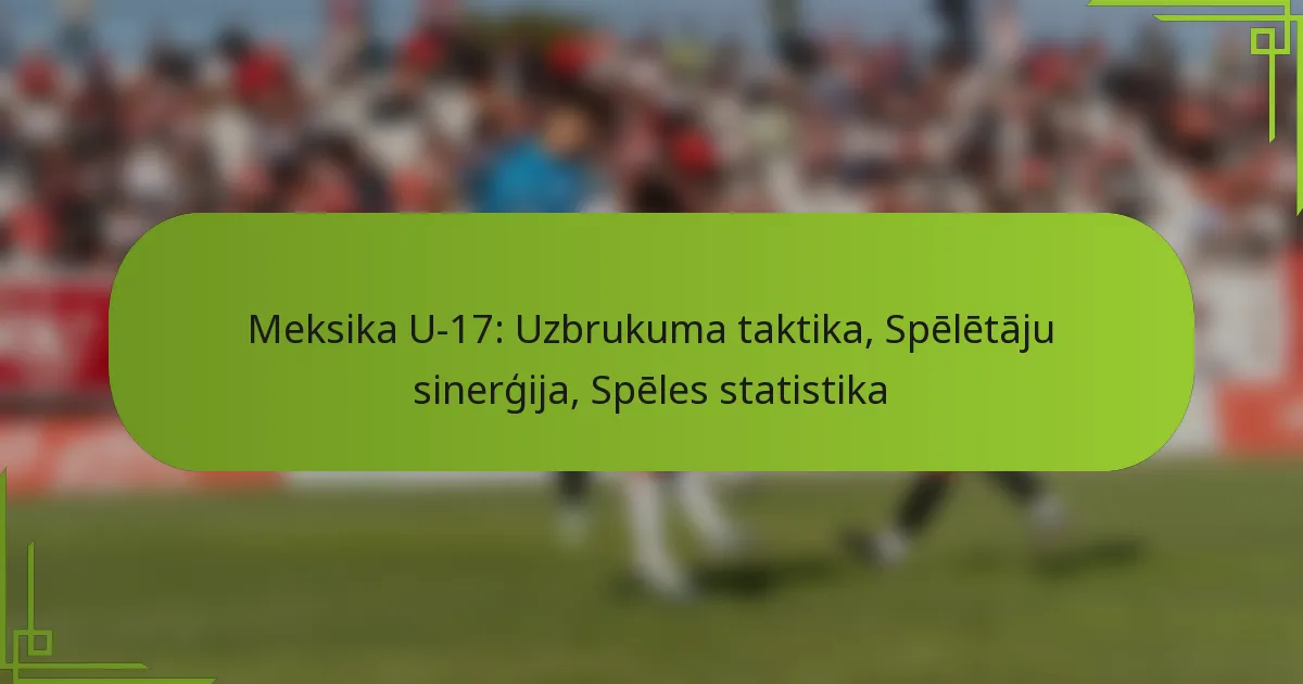 Meksika U-17: Uzbrukuma taktika, Spēlētāju sinerģija, Spēles statistika