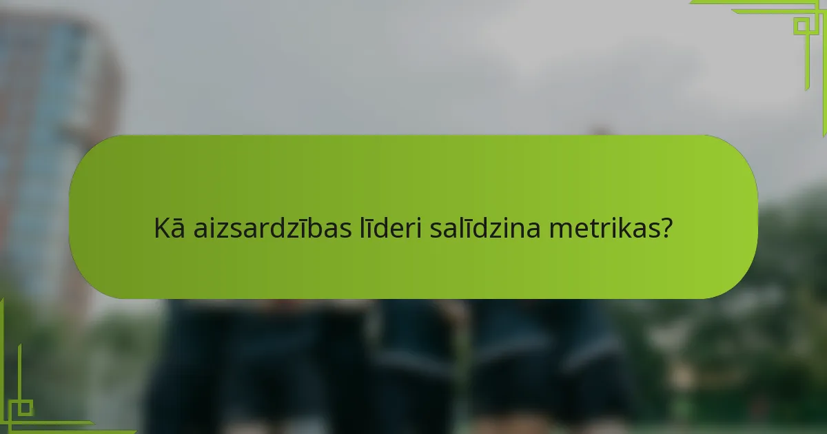 Kā aizsardzības līderi salīdzina metrikas?