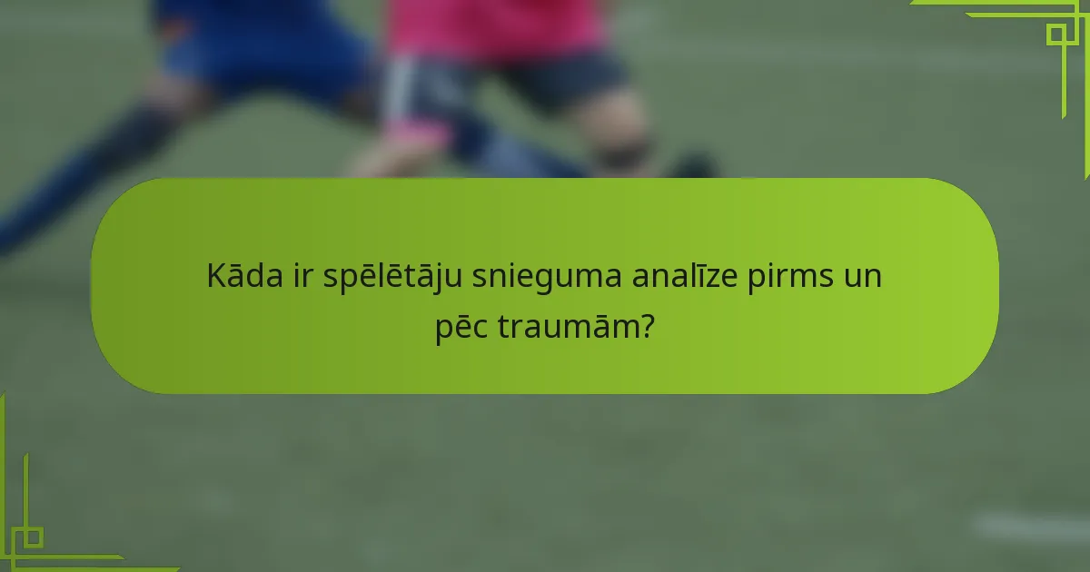 Kāda ir spēlētāju snieguma analīze pirms un pēc traumām?