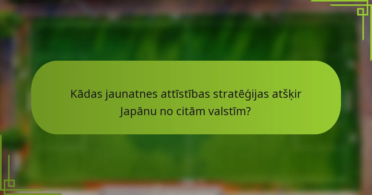 Kādas jaunatnes attīstības stratēģijas atšķir Japānu no citām valstīm?