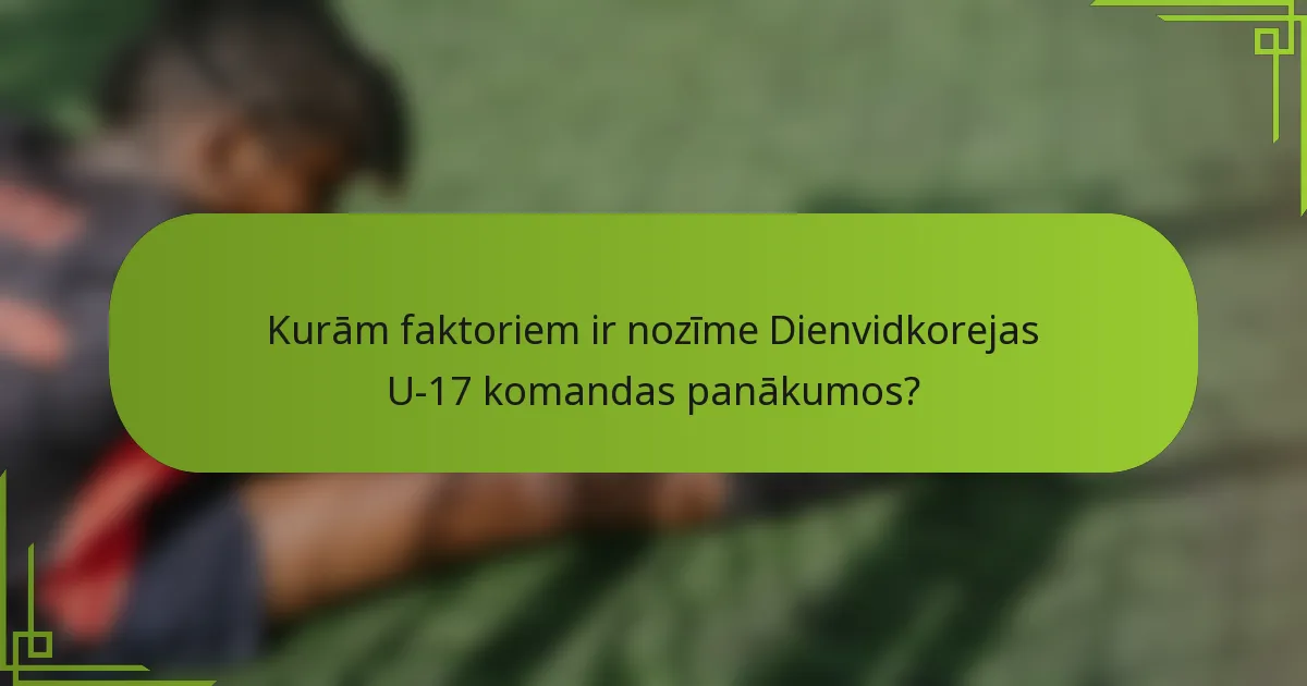 Kurām faktoriem ir nozīme Dienvidkorejas U-17 komandas panākumos?