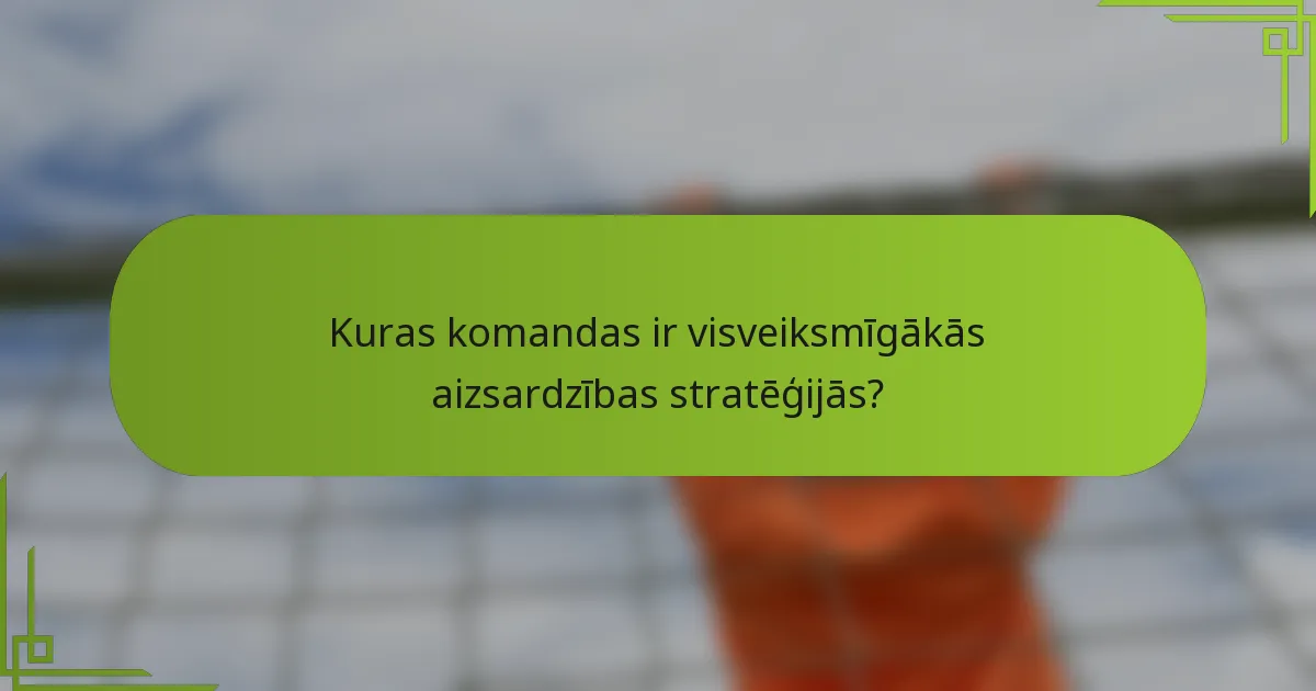 Kuras komandas ir visveiksmīgākās aizsardzības stratēģijās?