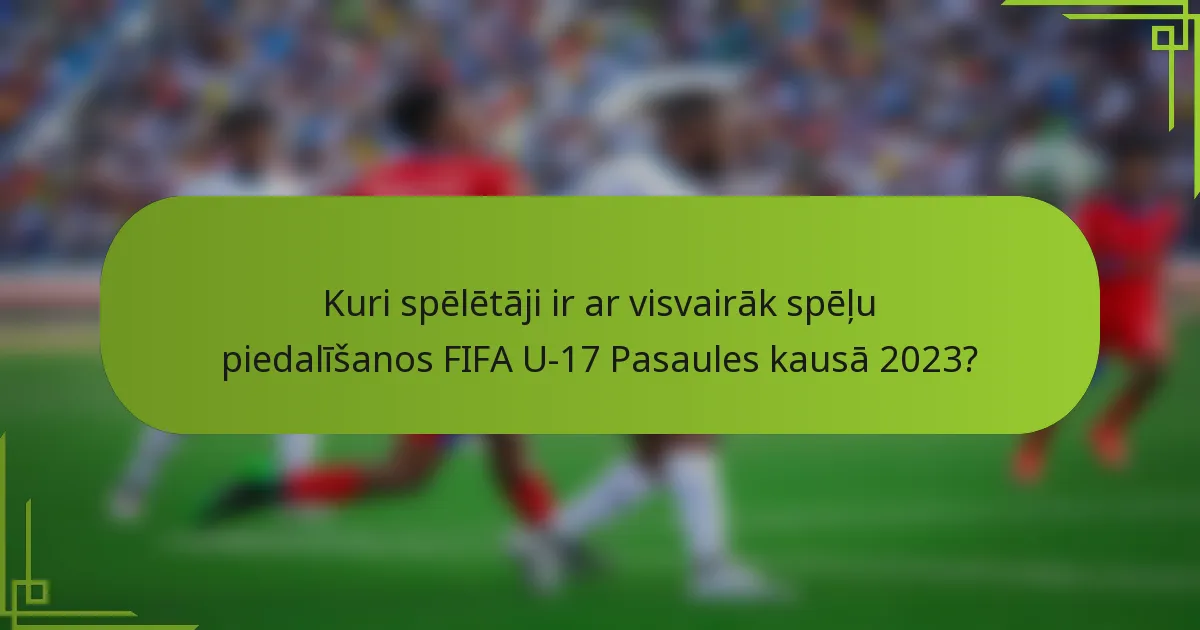 Kuri spēlētāji ir ar visvairāk spēļu piedalīšanos FIFA U-17 Pasaules kausā 2023?
