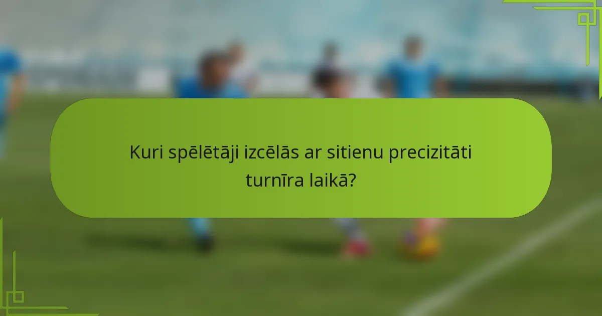Kuri spēlētāji izcēlās ar sitienu precizitāti turnīra laikā?